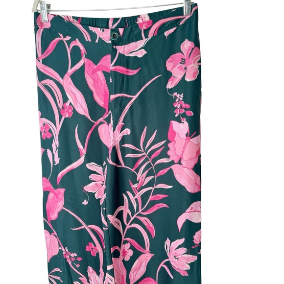 Anthropologie Floral Palm Wide Leg Vacation Pants Size 12 - Picture 3 of 9